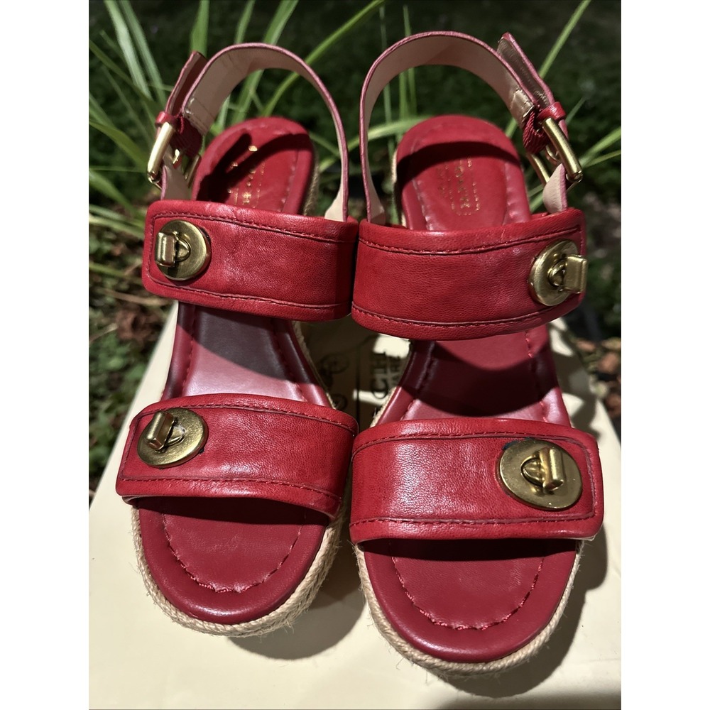 Coach Y2K Mariam Washed Tumbled Leather Crimson Wedge Turlock Hardware 7M - Picture 4 of 11